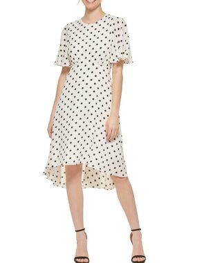 H&M White Polka Dot High-Low Dress